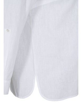Shirt blouse with button closure in cotton-linen blend, White, Packshot image number 3