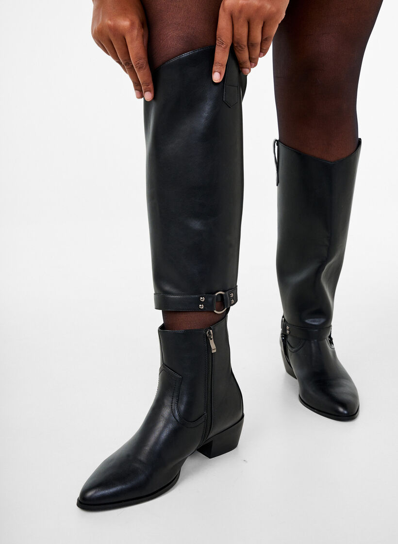 High boot with detachable shaft, Black, Model image number 3