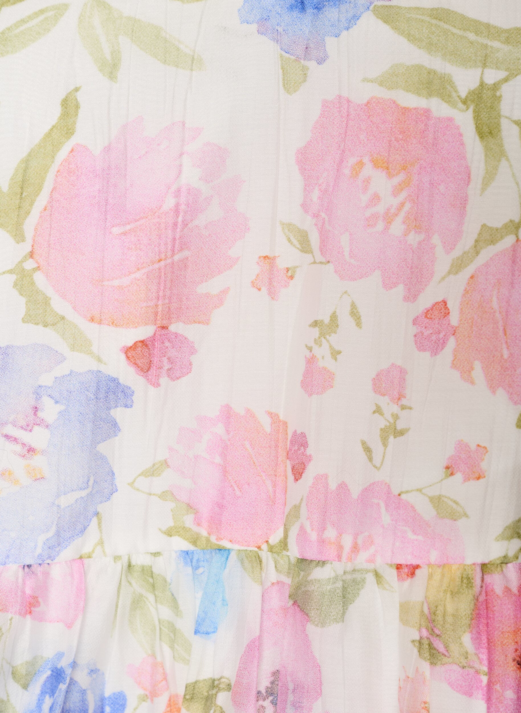Zizzifashion Lyocell blouse with floral print and sweetheart neckline, White, Packshot image number 2