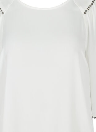 Blouse with 3/4-length Sleeves and Rivets, Snow White, Packshot image number 2