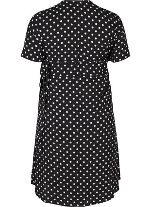 Short-sleeved wrap dress, Black w White Dot, Packshot image number 1