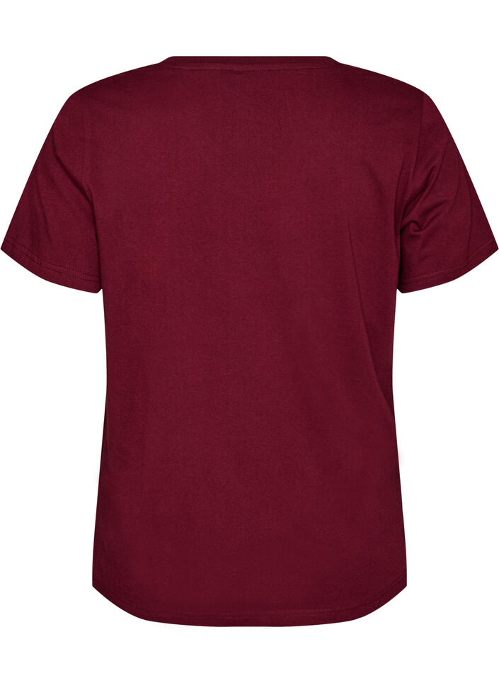 T-shirt in organic cotton with a sporty text print, Red, Packshot image number 1