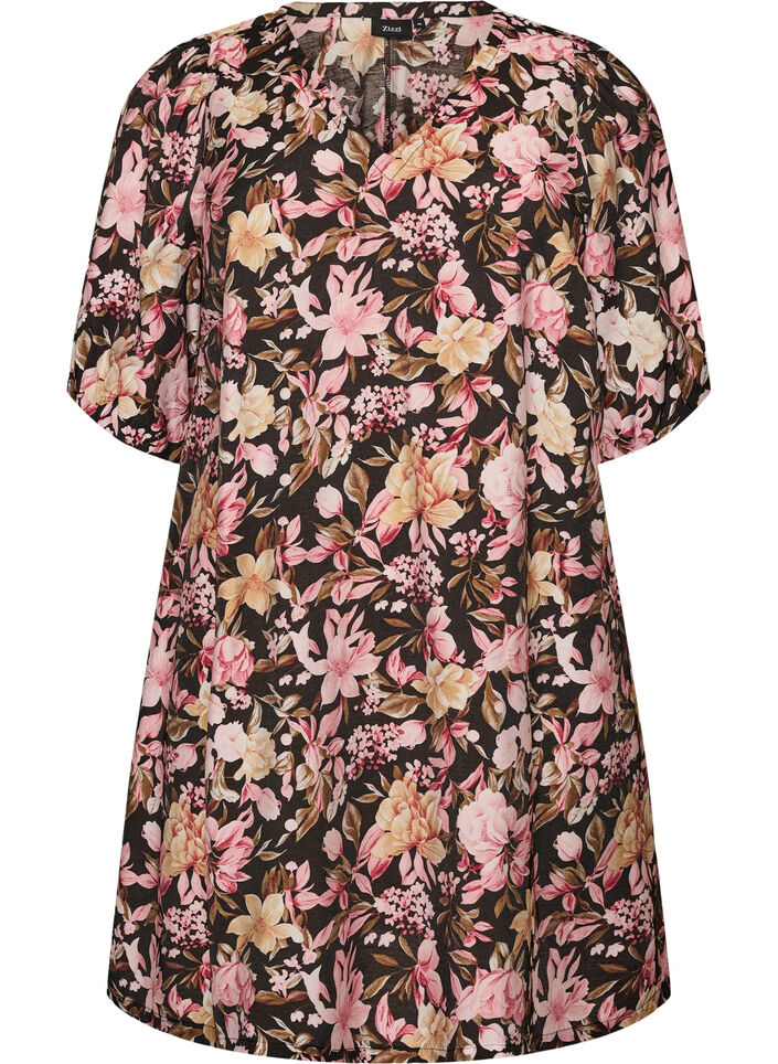 Short A-line dress with V-neck, Rose, Packshot image number 0