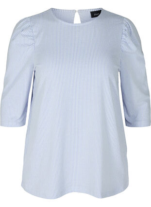 Striped Blouse with 3/4 Sleeves, Lavender Lustre, Packshot image number 0