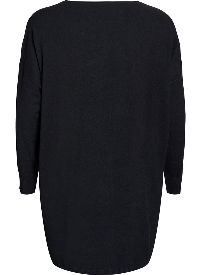 Short knit dress with centre seam and pockets, Black, Packshot image number 1