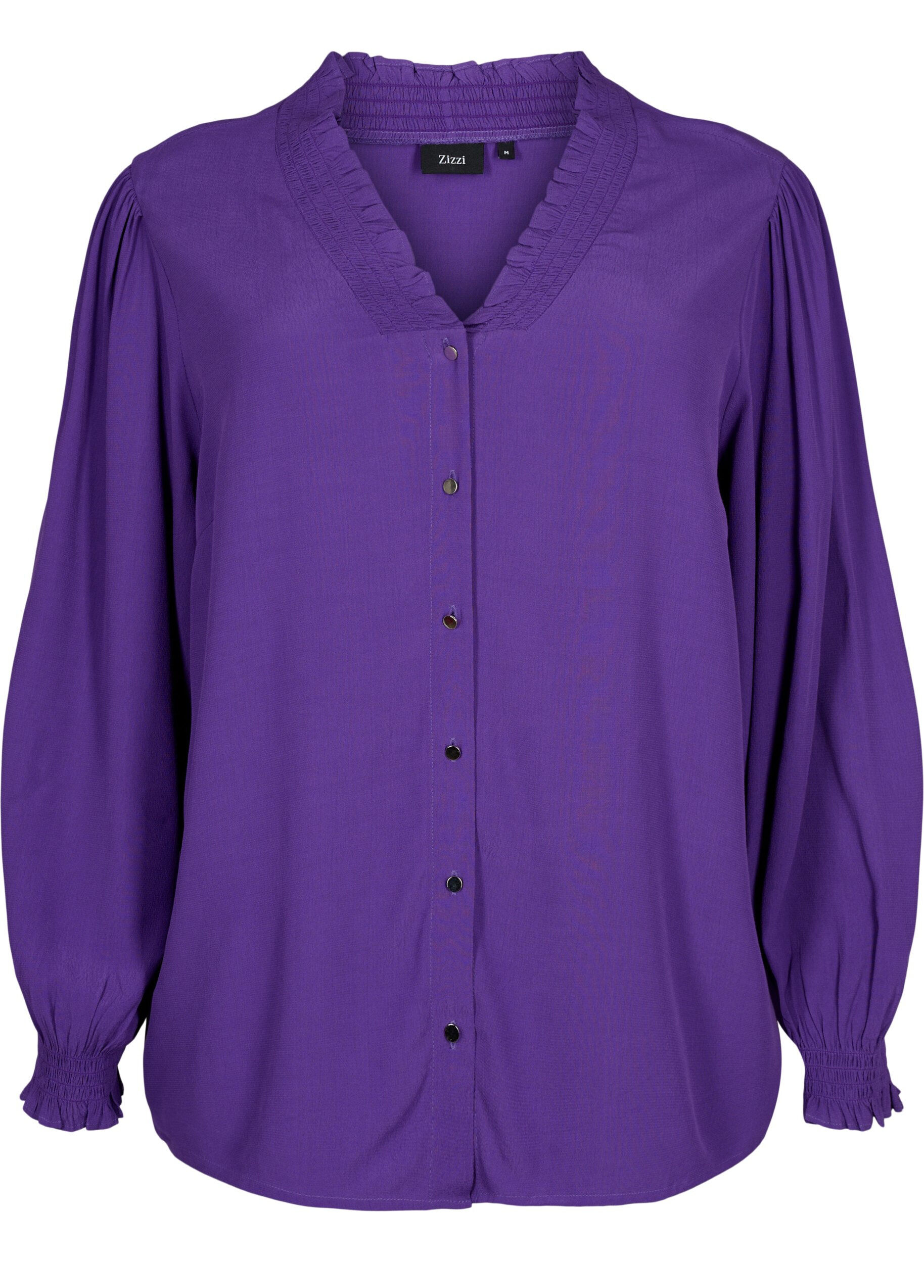 Zizzifashion Long-sleeved shirt blouse in viscose, Heliotrope, Packshot image number 0