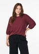 Blouse with texture and 3/4 sleeves, Red, Model image number 0