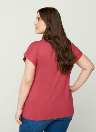 Short-sleeved cotton t-shirt, Earth Red, Model image number 1
