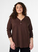 FLASH - Long-sleeved t-shirt with V-neck and buttons, Brown, Model image number 0