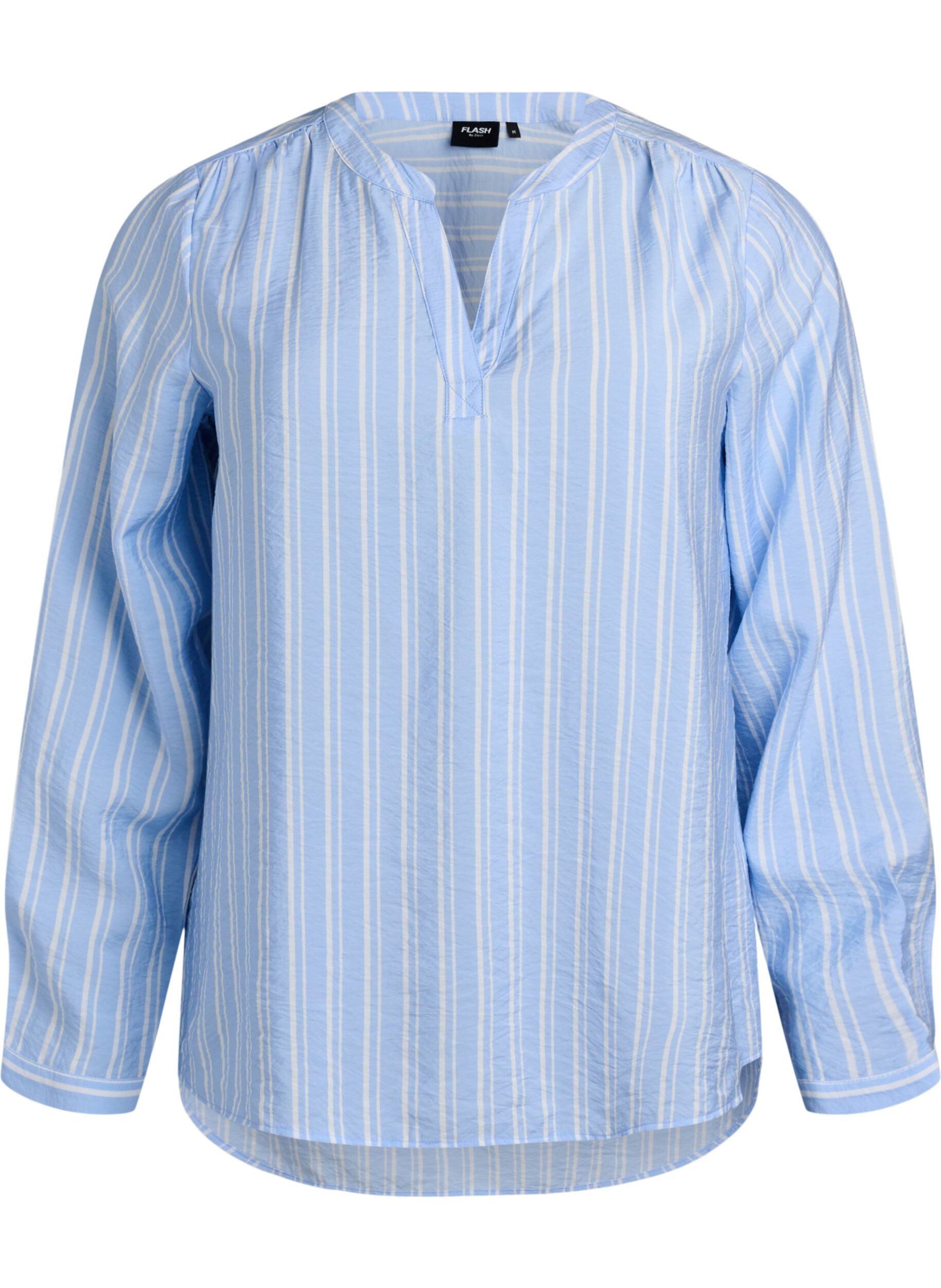 FLASH - Striped shirt blouse with V-neck