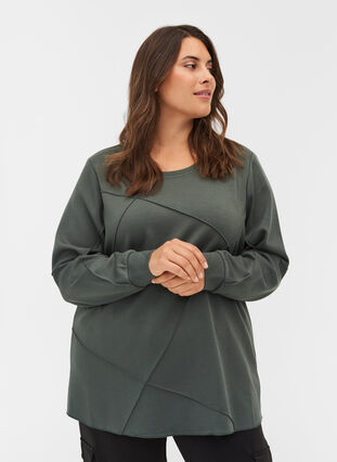 Long-sleeved sweat blouse with rounded neckline, Urban Chic, Model image number 0