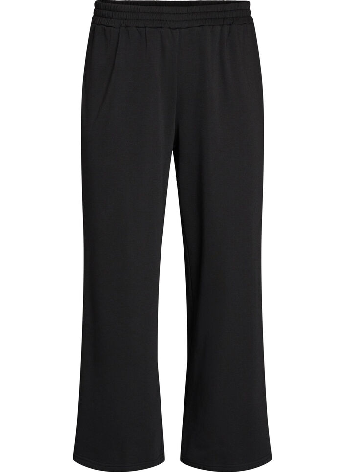 High-waisted sweatpants with wide legs, Black, Packshot image number 0