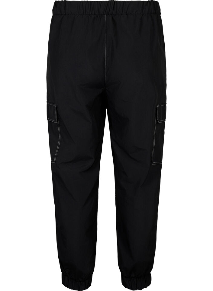 Cargo trousers with contrast stitching, Black, Packshot image number 1
