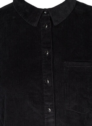 Long-sleeved velvet shirt dress, Black, Packshot image number 2