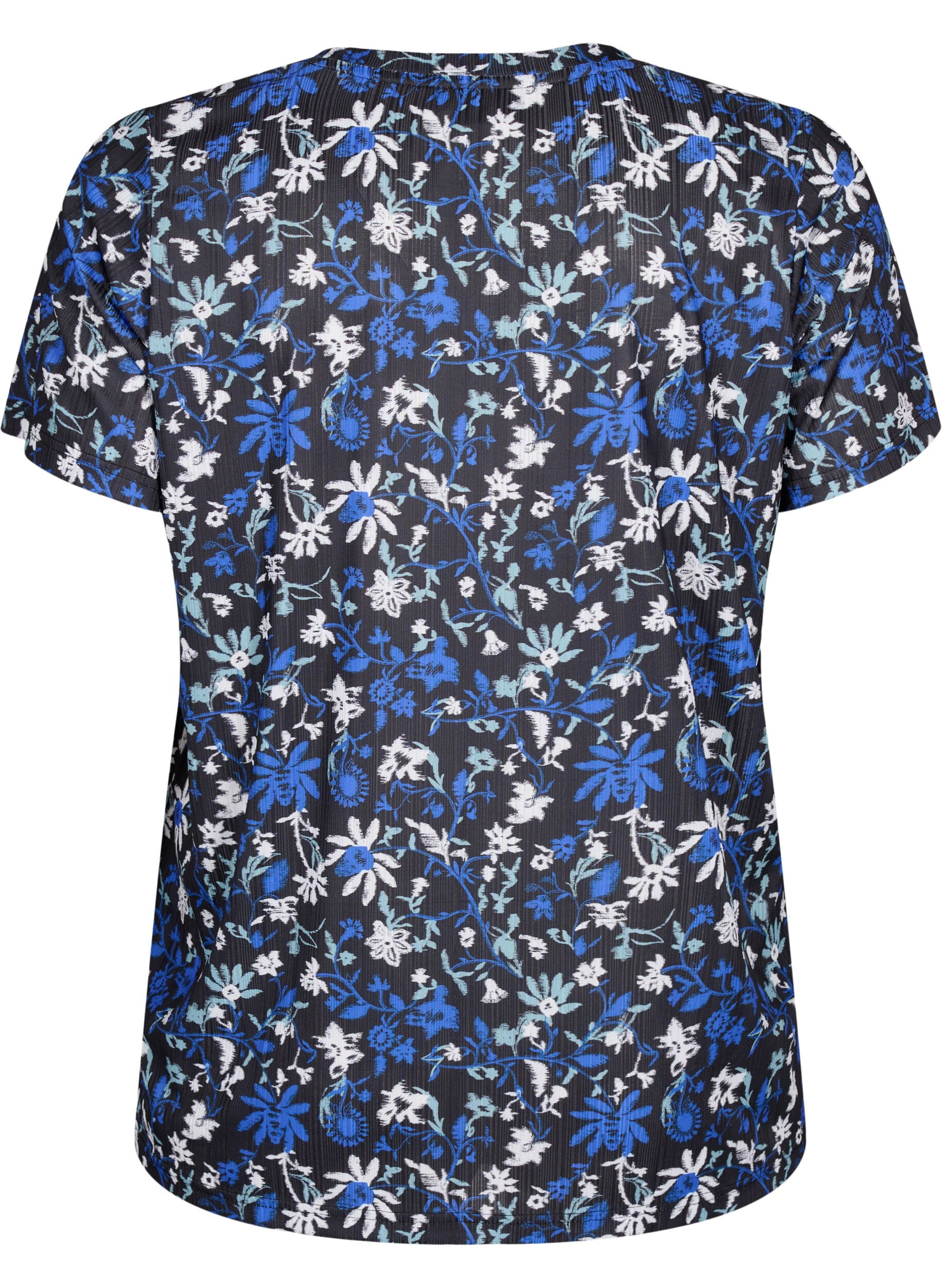 Zizzifashion FLASH - T-shirt with floral print, Black Blue Green AOP, Packshot image number 1