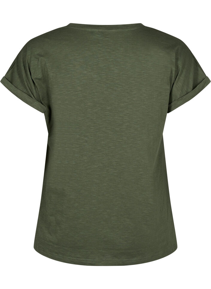 Printed T-shirt in organic cotton, Thyme w. Black Print, Packshot image number 1