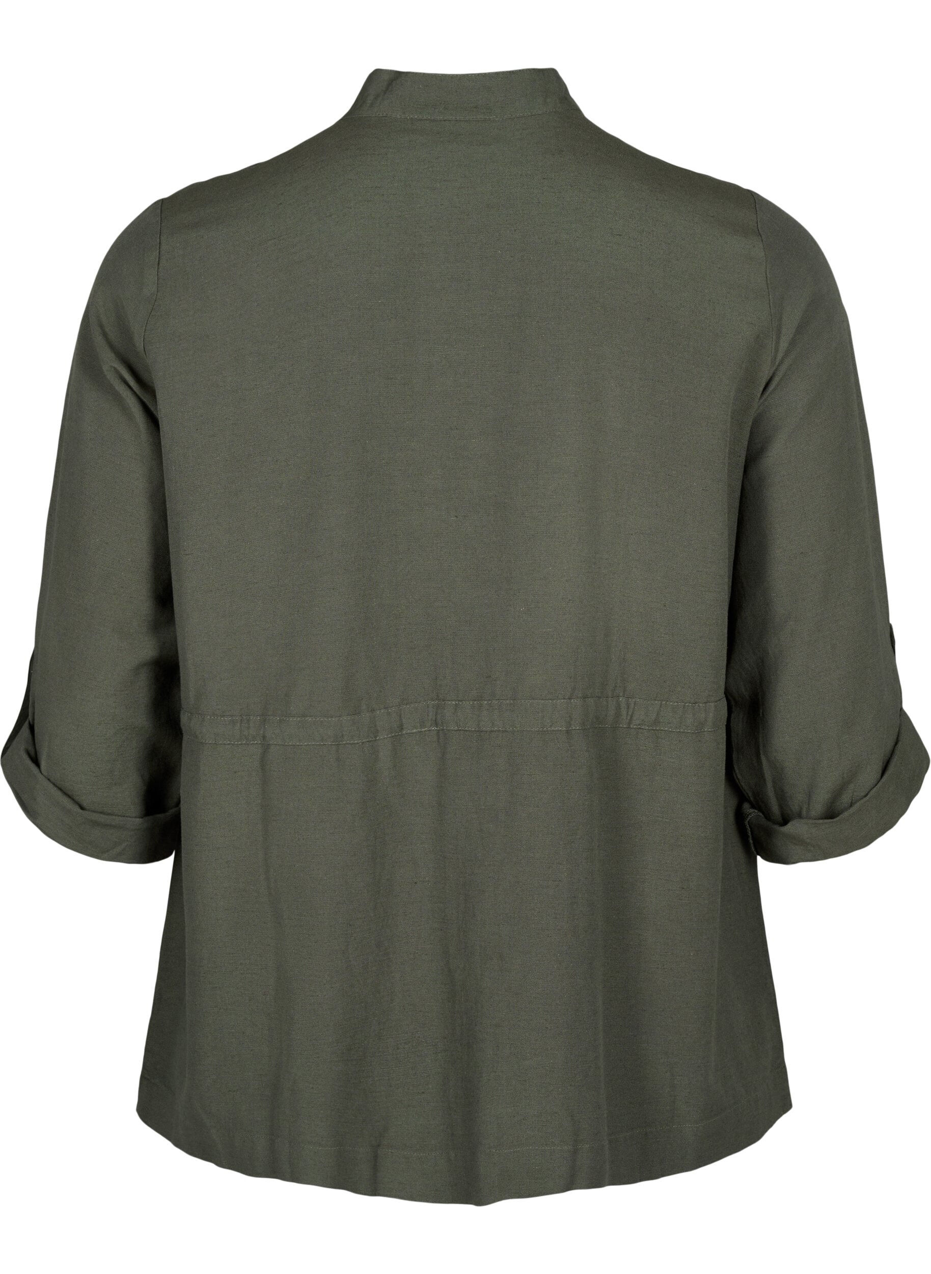 Zizzifashion Linen blend shirt with pockets, Thyme, Packshot image number 1