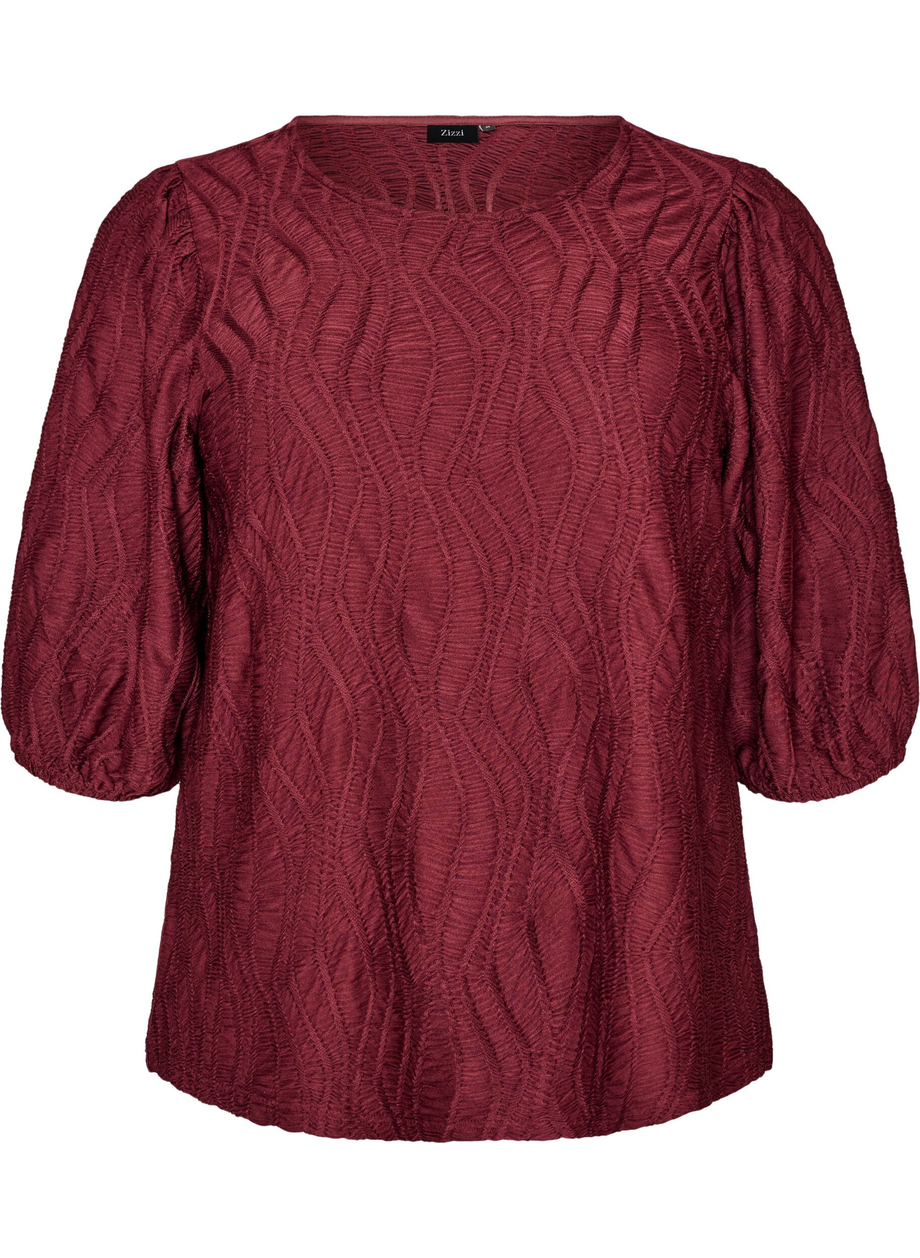 Blouse with texture and 3/4 sleeves