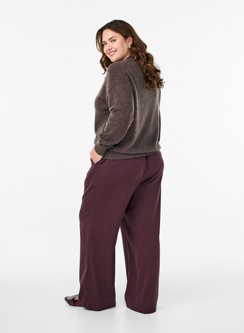 Wide-leg trousers with a high waist, Dark Bordeaux, Model image number 1