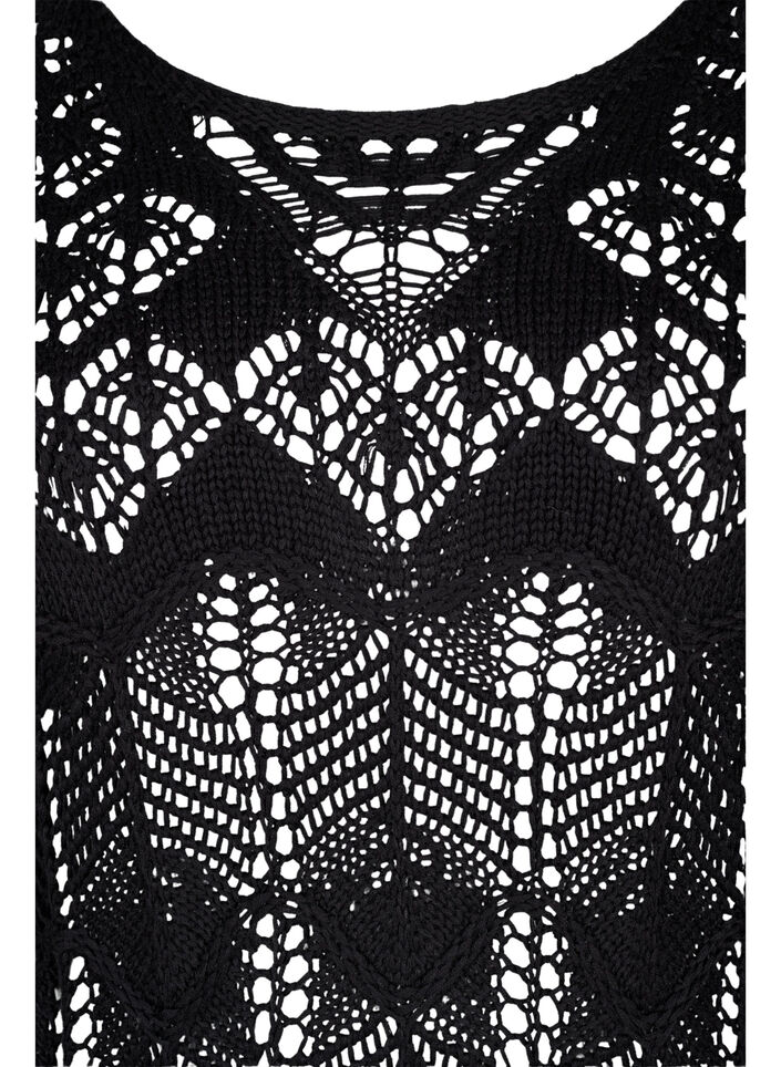 Knitted blouse with lace pattern, Black, Packshot image number 2