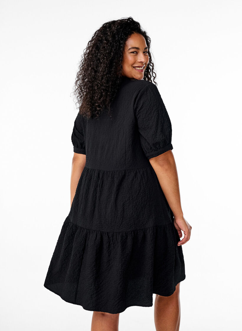 Short A-line dress, Black, Model image number 2