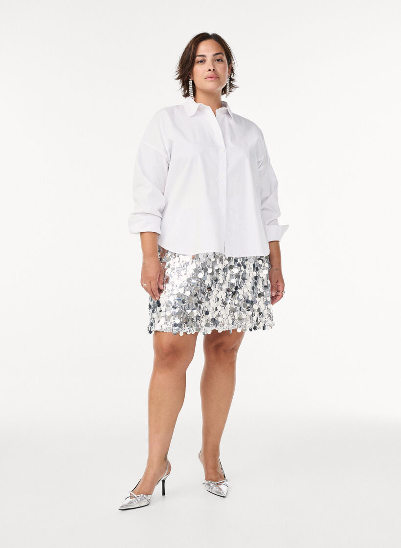 Classic cotton shirt with a loose fit, White, Model image number 1