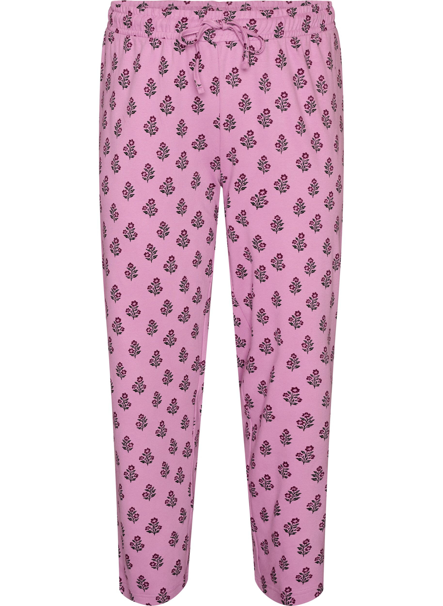 ZizzifashionCotton pyjama trousers with high waist, Rose, Packshot image number 0