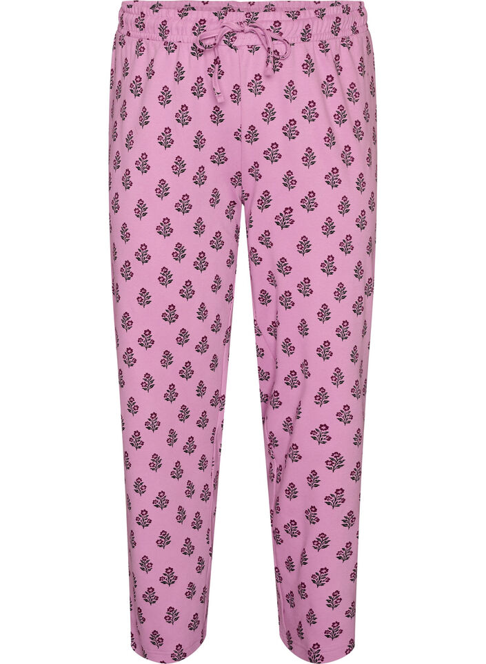 Cotton pyjama trousers with high waist, Rose, Packshot image number 0