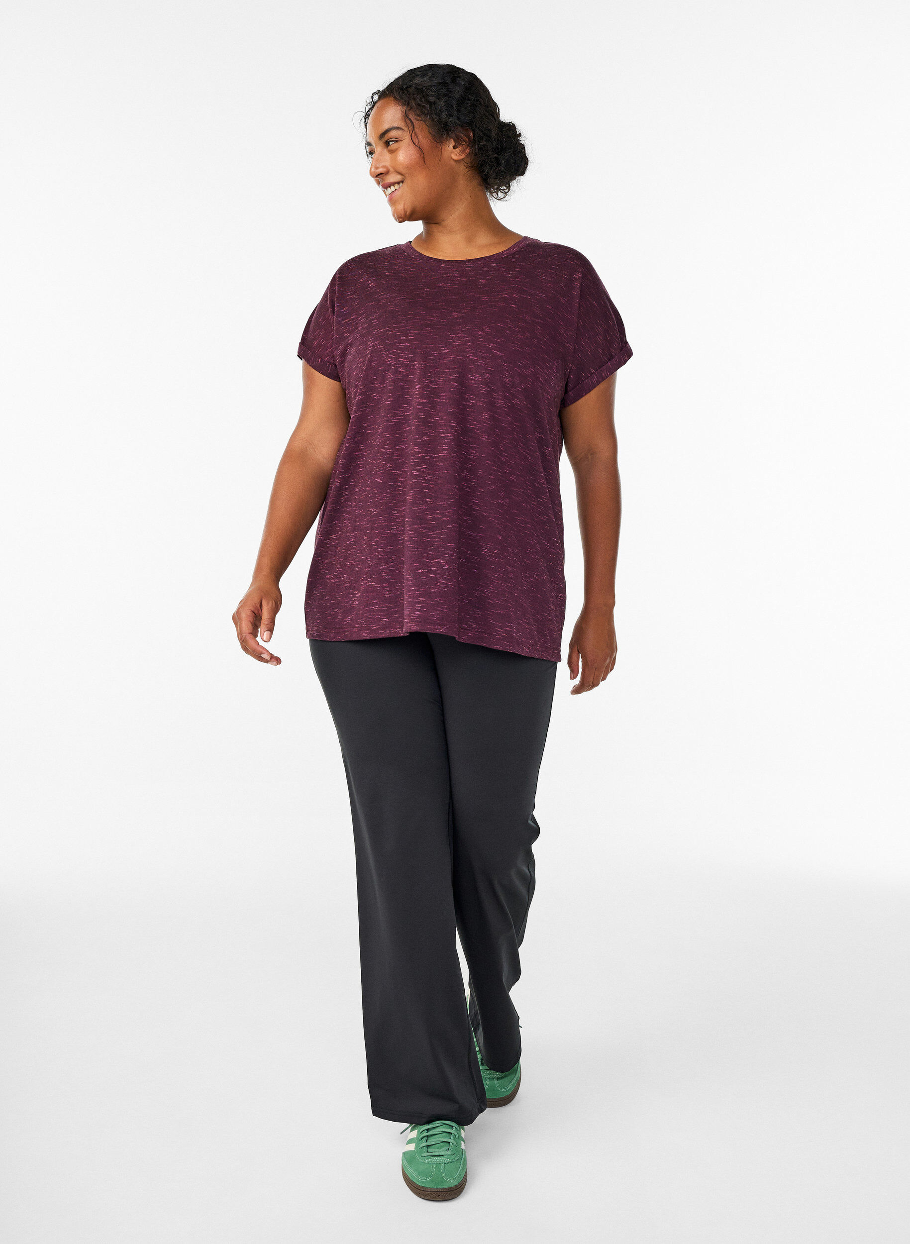 ZizzifashionLoose workout t-shirt with short sleeves, Dark Bordeaux, Model image number 1