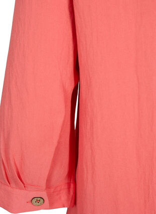 Viscose blouse with buttons and v-neck, Deep Sea Coral, Packshot image number 3