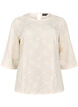 Blouse with 3/4 sleeves and 3D flowers, Warm Off-white, Packshot image number 0