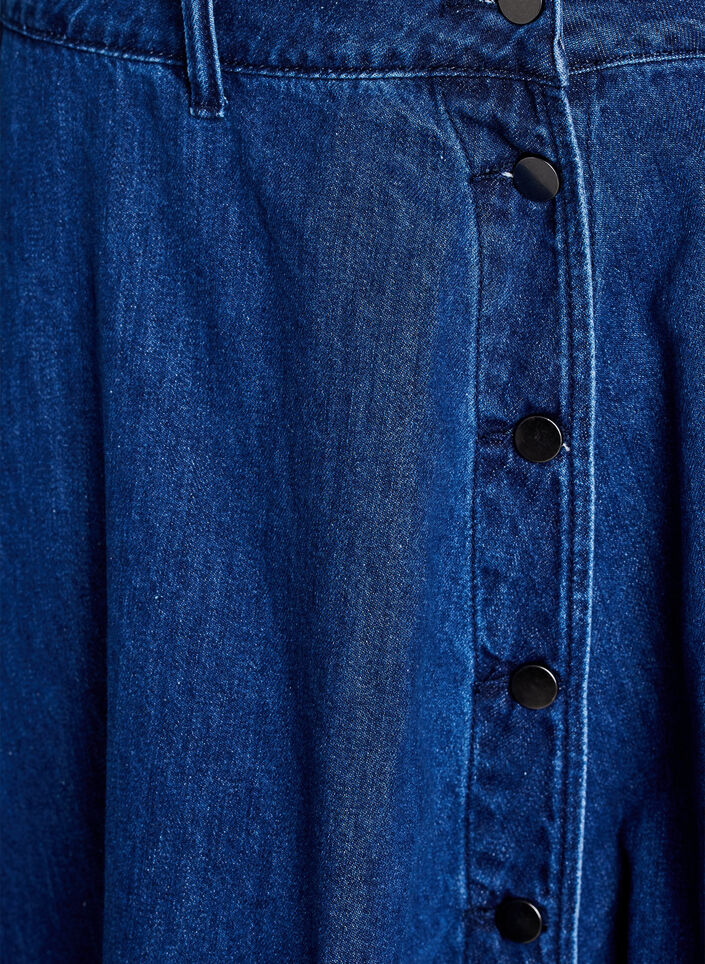 A-line denim skirt with button fastening, Blue, Packshot image number 2