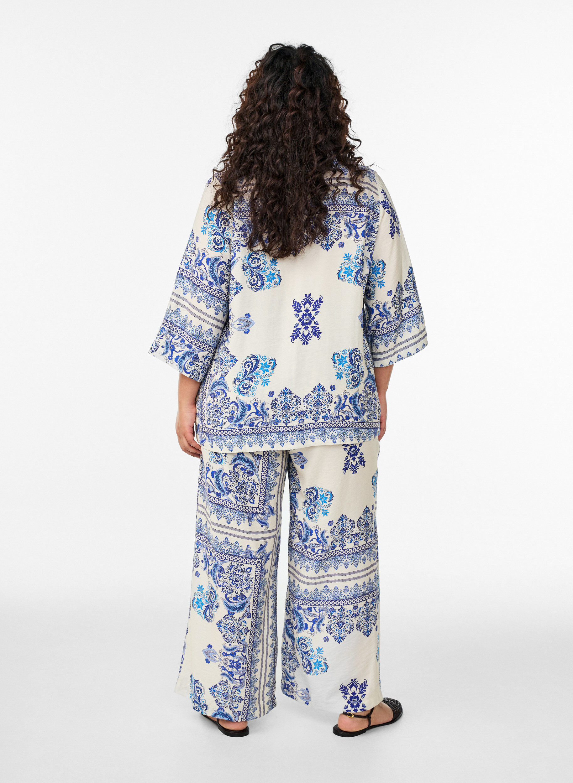 Zizzifashion Patterned wide-leg trousers, 9991, Model image number 2