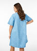 Short denim dress with an A-line cut and floral pattern, Light Blue, Model image number 2