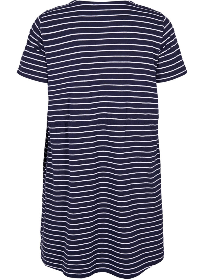 Striped tunic in cotton with short sleeves, Night Sky Stripe, Packshot image number 1