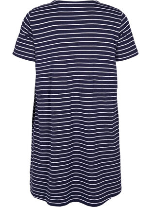 Striped tunic in cotton with short sleeves, Night Sky Stripe, Packshot image number 1