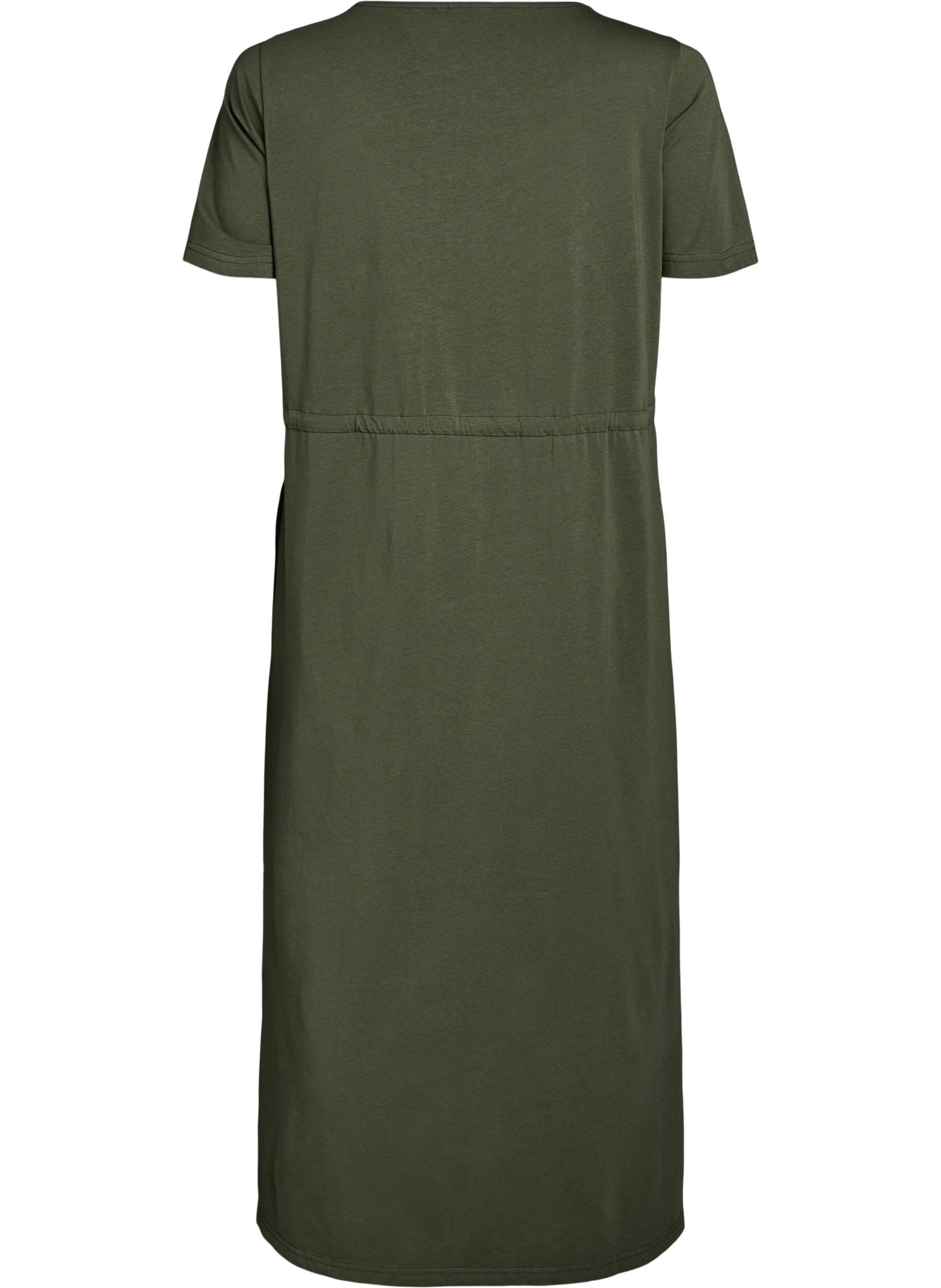 Zizzifashion Midi dress in cotton with short sleeves, Green, Packshot image number 1
