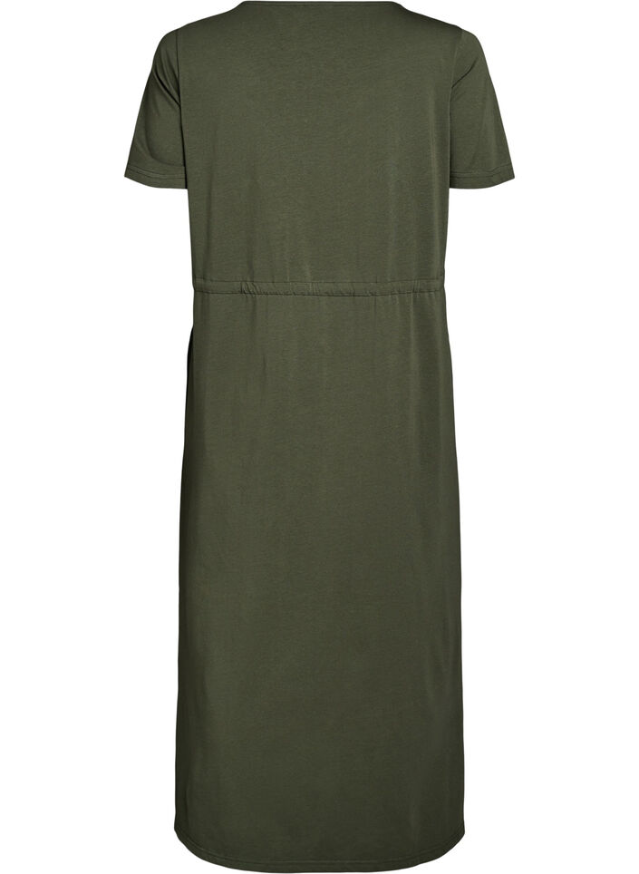 Midi dress in cotton with short sleeves, Green, Packshot image number 1