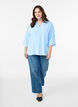 Loose shirt with a v-neck and 3/4 sleeves, Light Blue, Model image number 1