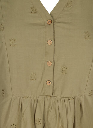 Short-sleeved cotton dress with broderie anglaise, Aloe, Packshot image number 2