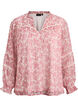 Chiffon blouse with floral print and crochet trim, Red, Packshot image number 0
