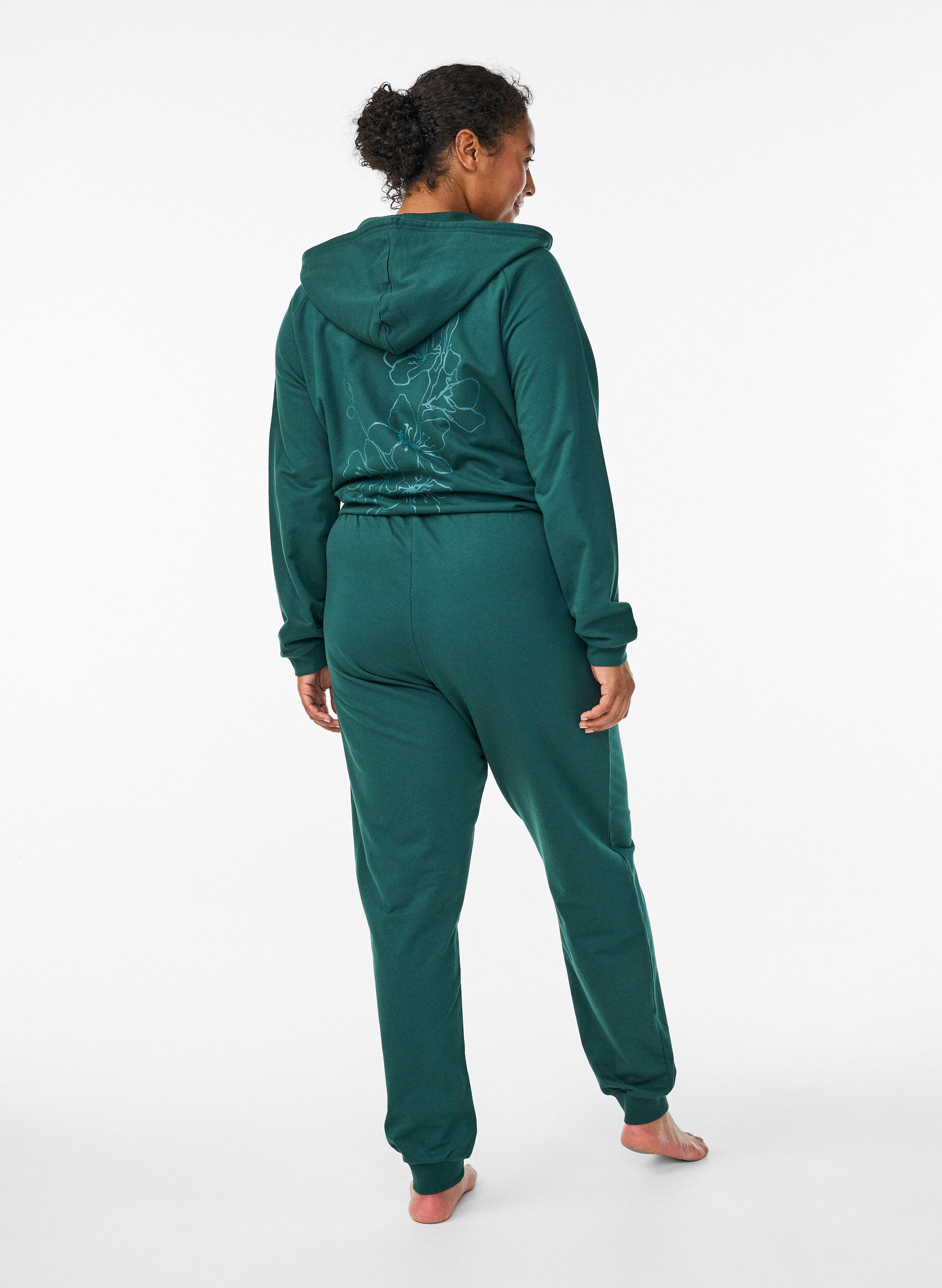 Zizzifashion High-waisted cotton sweatpants, Green, Model image number 1