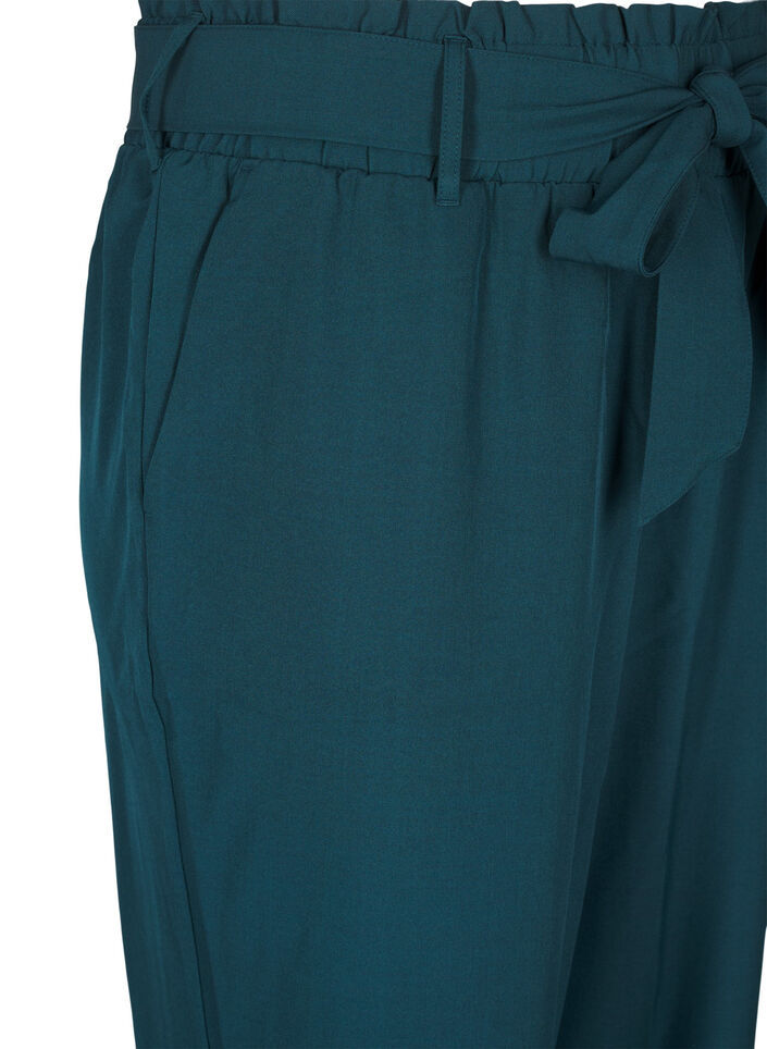 High-waisted trousers with ruffles and a tie belt, Sea Moss Melange, Packshot image number 2