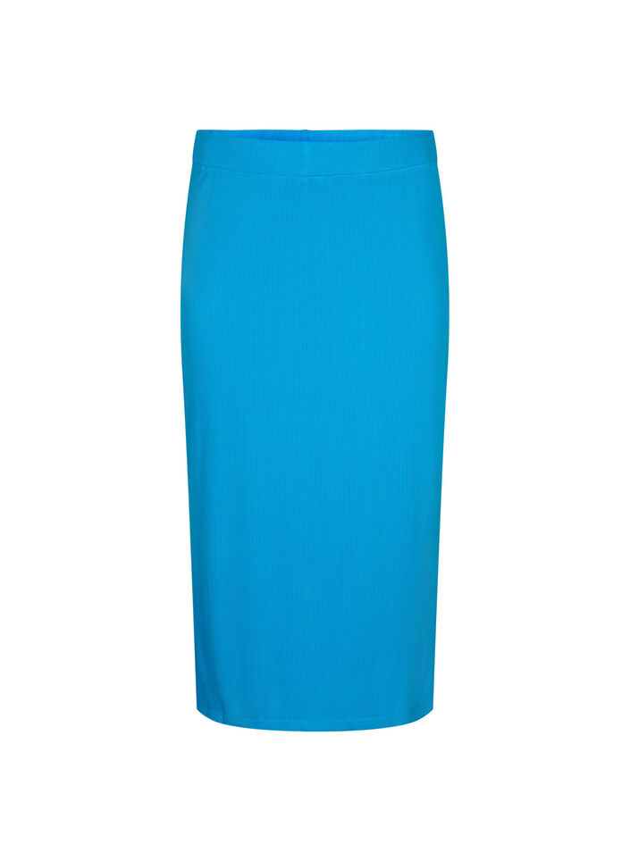 Tight-fitting viscose midi skirt, Ibiza Blue, Packshot image number 0