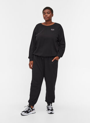 Mottled sweatshirt in a cotton blend, Black, Model image number 2
