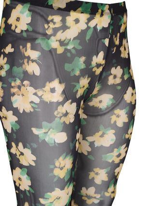 Mesh leggings with floral print, Yellow Green AOP, Packshot image number 2