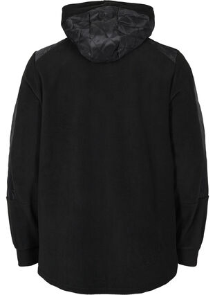 Sporty hooded fleece jacket with pockets, Black, Packshot image number 1