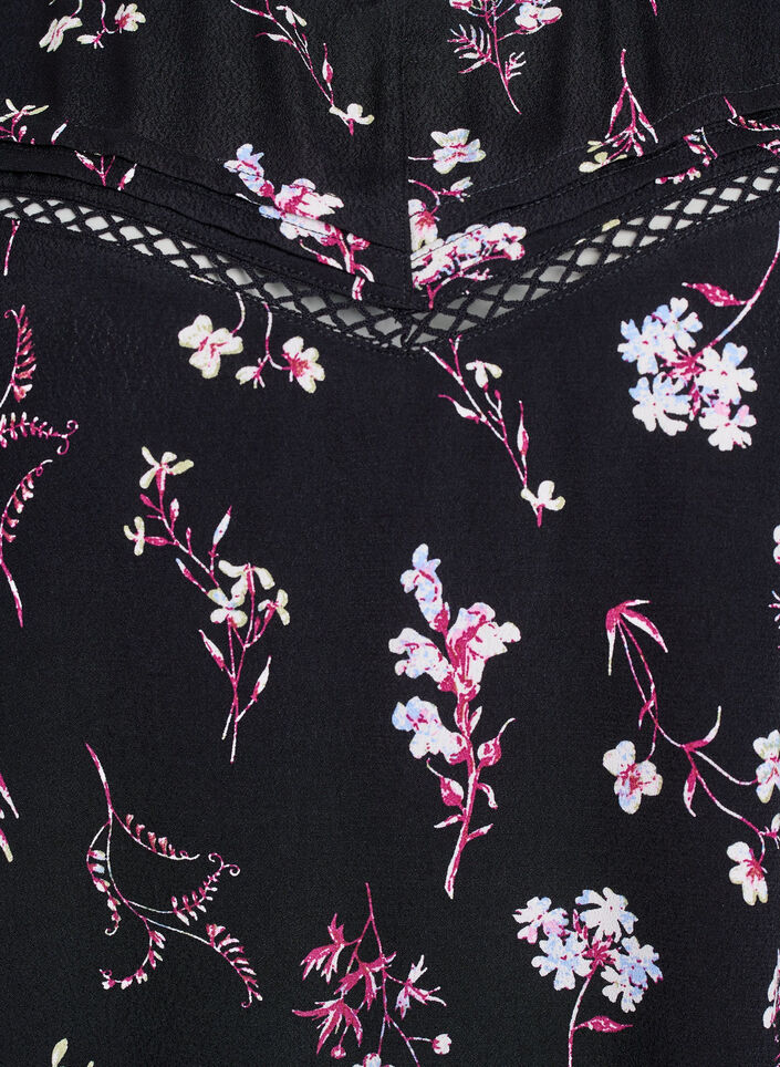 Floral blouse with short sleeves, Black, Packshot image number 2