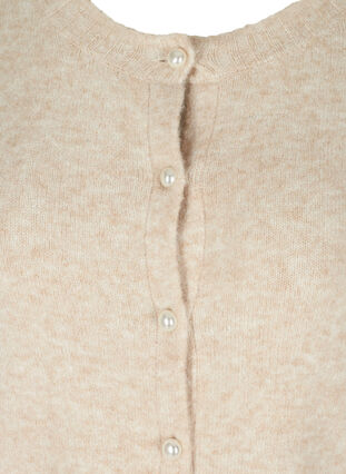 Short, marled knitted cardigan with pearl buttons, Pumice Stone Mel., Packshot image number 2