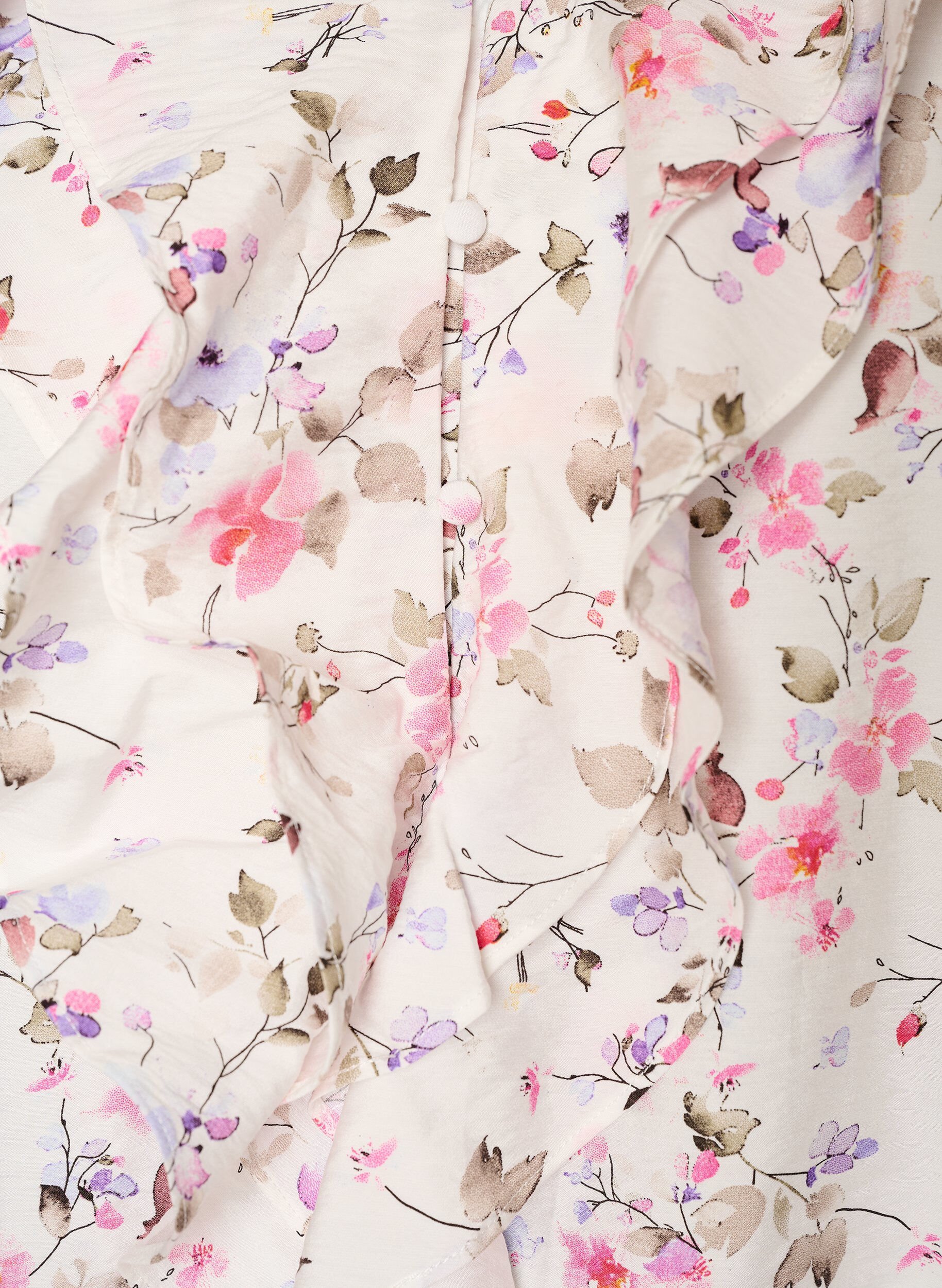 Zizzifashion Viscose blouse with floral print and 3/4 sleeves, Vanilla, Packshot image number 2